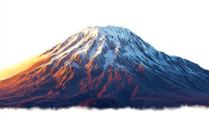 Wall Mural - Mount Kilimanjaro (Tanzania) clipart, element, 3D illustration, realistic, isolated on white background