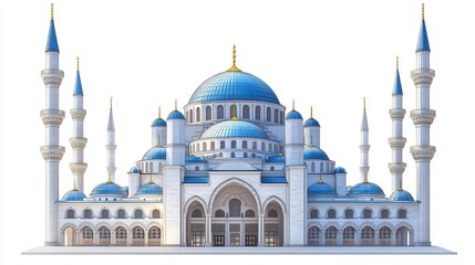 Wall Mural - Blue Mosque (Turkey) clipart, element, 3D illustration, realistic, isolated on white background