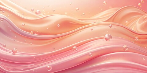 Wall Mural - Harmonious summer backdrop in pink and peach with smooth liquid-like textures, perfect for a refreshing and feminine aesthetic