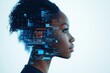 © Mikki Orso - Ai cybersecurity threat  black female it specialist analyzing data in augmented reality