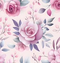 Sticker - Pastel Pink Floral Seamless Pattern