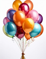 Colorful Balloon Arrangement Against White Backdro