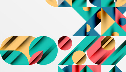 Neo memphis geometric pattern with circles, squares and lines. Pop art abstract background for covers, banners, flyers and posters and other templates