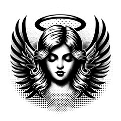 Wall Mural - beauty lady angel in black and white design