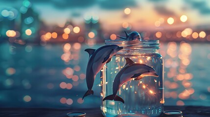 Wall Mural - Sparklers_in_a_glass_jar_that_bokeh_cities