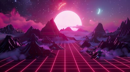 Canvas Print - retro_futuristic_sci-fi._Retrowave