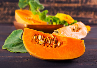 Poster - Pumpkins on the table. Autumnal Background.