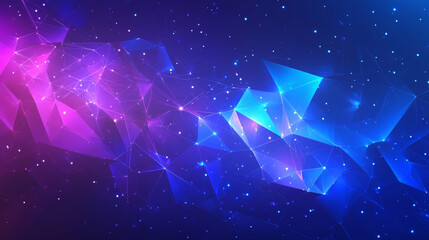 A cool, abstract design for a football championship. It looks like a starry night sky, with blue and purple shapes.  This digital image is perfect for a sports event.low poly vector illustration.