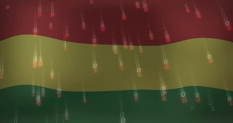 Wall Mural - Animation of data processing over flag of bolivia