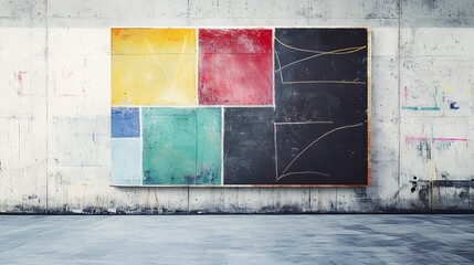 Wall Mural - Abstract Geometric Artwork Displayed on a Concrete Wall