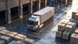 © Borin - a delivery truck unloading packages at a warehouse, representing the conveyance of goods.