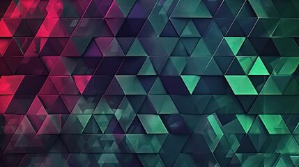 Wall Mural - a vibrant abstract design featuring a pattern of colorful triangles in shades of pink, green, and bl