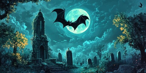 Glowing bat melting moon twisted graveyard 