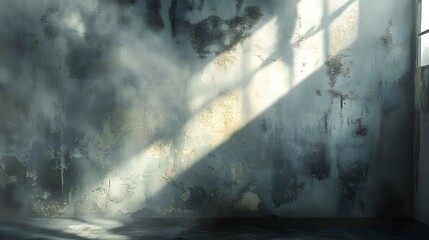 Wall Mural - Sunbeams Illuminating a Distressed Concrete Wall in a Room