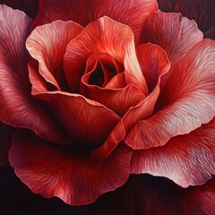 Sticker - Closeup Red Rose Petals with Texture and Detail