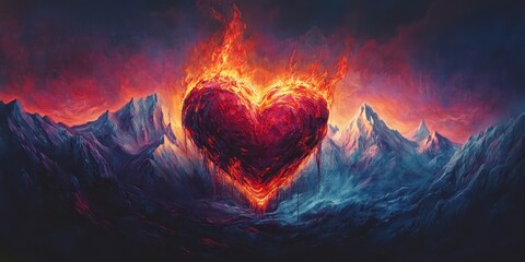 Wall Mural - Sacred heart liquid fire floating mountains 