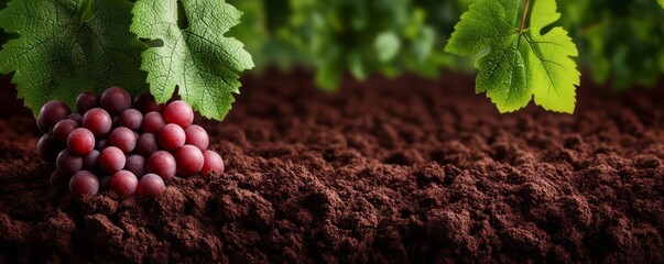 Wall Mural - Close-up of vineyard soil, highlighting terroir diversity, deep reds, 3D illustration