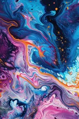 Wall Mural - a vibrant abstract artwork featuring swirling colors of blue, pink, and orange, creating a dynamic a