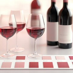 Wall Mural - Red wine terroir comparison, tasting notes laid out, 3D illustration