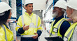 © peopleimages.com - Warehouse, group and teamwork in inspection for logistic, quality control or stock management. Engineer, people and maintenance in freight, supply chain or factory at shipping company with supervisor