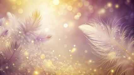 Wall Mural - abstract background with mauve and pale yellow hues, featuring feather-like textures and sparkling p