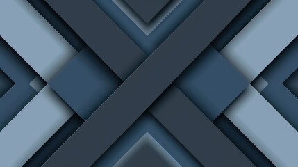 Wall Mural - a modern abstract design featuring layered geometric shapes in varying shades of blue, creating dept