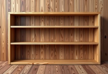 Sticker - wooden shelves on a white background