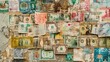 © Tasnim - A collage of vintage world currency notes attached to a textured wall, showcasing a diverse collection of international paper money with historical significance.