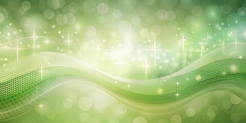 Wall Mural - Tranquil abstract wallpaper with wave-like patterns, green and cream tones, luminous points, blurred textures, and hidden cross motifs
