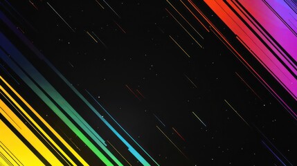 Wall Mural - a vibrant abstract background with diagonal colorful lines against a dark backdrop, ideal for digita