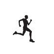 © rashel - Running man silhouette. Physical exercise man silhouette vector. Running man vector design black and white.
