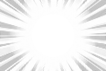 Leinwandbilder - Halftone gradient sun rays pattern. abstract halftone vector dots background. monochrome dots pattern. pop art, comic small dots. star rays halftone poster. shine, explosion. sunrise rays background.