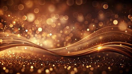 Wall Mural - Abstract and elegant wallpaper featuring deep brown hues, shimmering bokeh dots, and flowing liquid textures