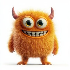 Wall Mural - Cute colored furry monster 3D cartoon character. 