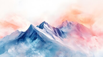 Abstract Mountain Range in a Pastel Sky