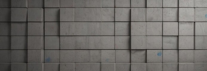 Poster - a grid of gray concrete blocks arranged in a repeating pattern, with a few blue spots visible on the blocks.