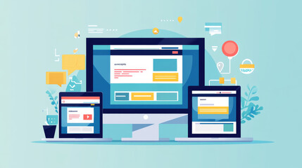 Wall Mural - creating websites and apps that work well on different devices, like phones, tablets, and computers.