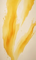 Poster - Abstract painting featuring yellow and orange splashes and splotches against a light background.