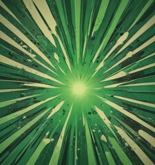 Leinwandbilder - a vibrant abstract design with a central bright light surrounded by radiating lines in various shades of green and yellow, creating a dynamic and energetic visual effect.