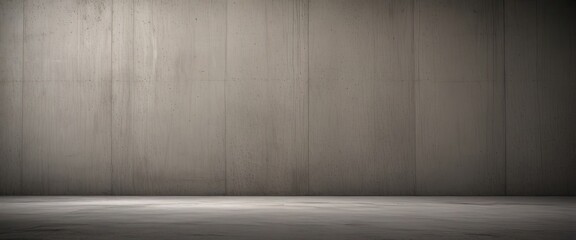 A dimly lit, empty room with a concrete wall and a concrete floor.