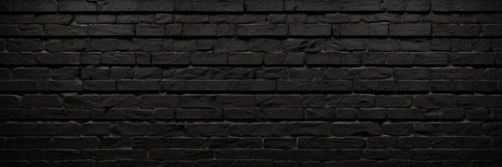 Fototapete - A dark, textured brick wall with a uniform pattern of rectangular bricks, creating a sense of depth and texture.