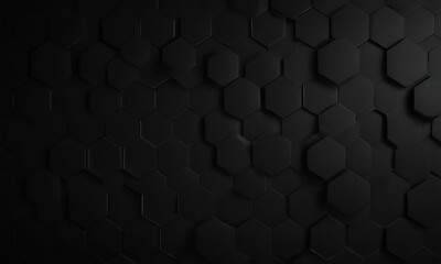Leinwandbilder - a dark, monochromatic pattern composed of numerous hexagonal shapes, creating a sense of depth and texture.
