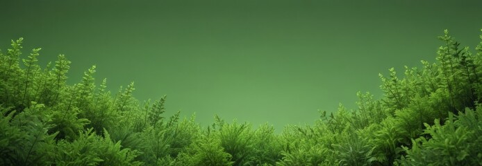 Poster - a dense, lush green forest with a clear sky visible through the foliage.
