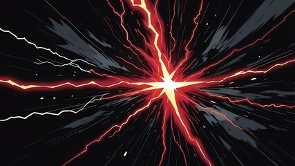 Wall Mural - comic art style red lightning flashing in for background