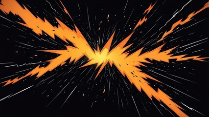Wall Mural - comic art style orange lightning flashing in for background