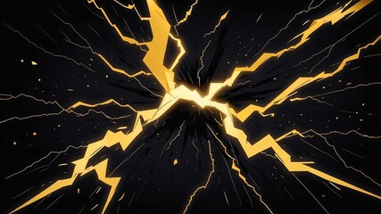 Wall Mural - comic art style gold lightning flashing in for background