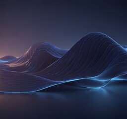 Poster - a wave-like pattern with a gradient of blue and purple hues, creating a sense of movement and fluidity. The wave appears to be composed of lines and curves, suggesting a