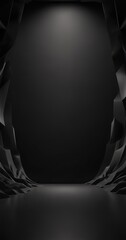 Leinwandbilder - A dark, empty room with a curved wall on either side, creating a sense of depth and perspective.