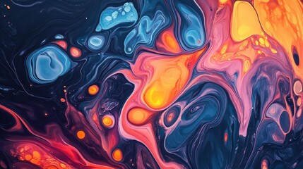 Wall Mural - Develop an abstract background that mimics the fluid art technique, with swirling colors and organic forms merging and flowing together in a dynamic composition.