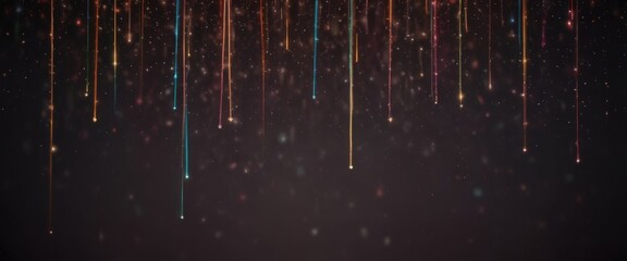 Aufkleber - Colorful streaks of light descend from the top left to the bottom right of the image, creating a dynamic and visually striking effect against a dark background.